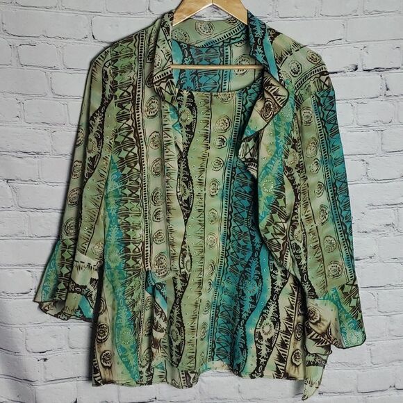 Blue and Green Blouse/Jacket - Picture 2 of 6